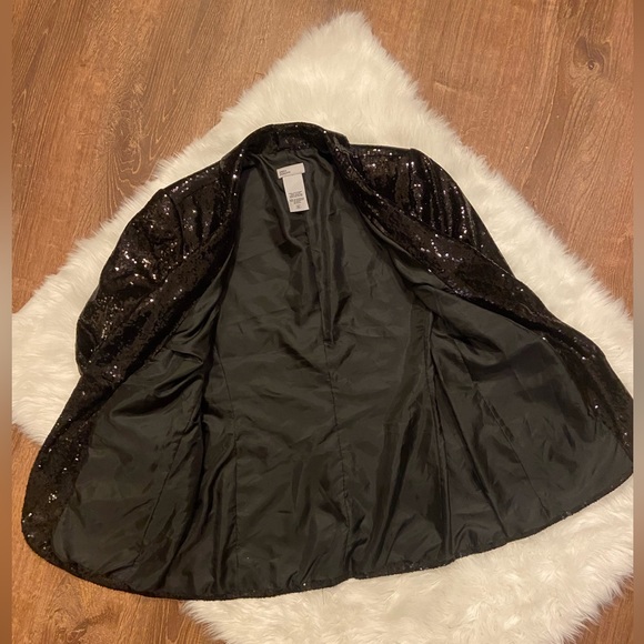 Linea Domani Black Sequin One Button Long Blazer XL - Picture 6 of 11
